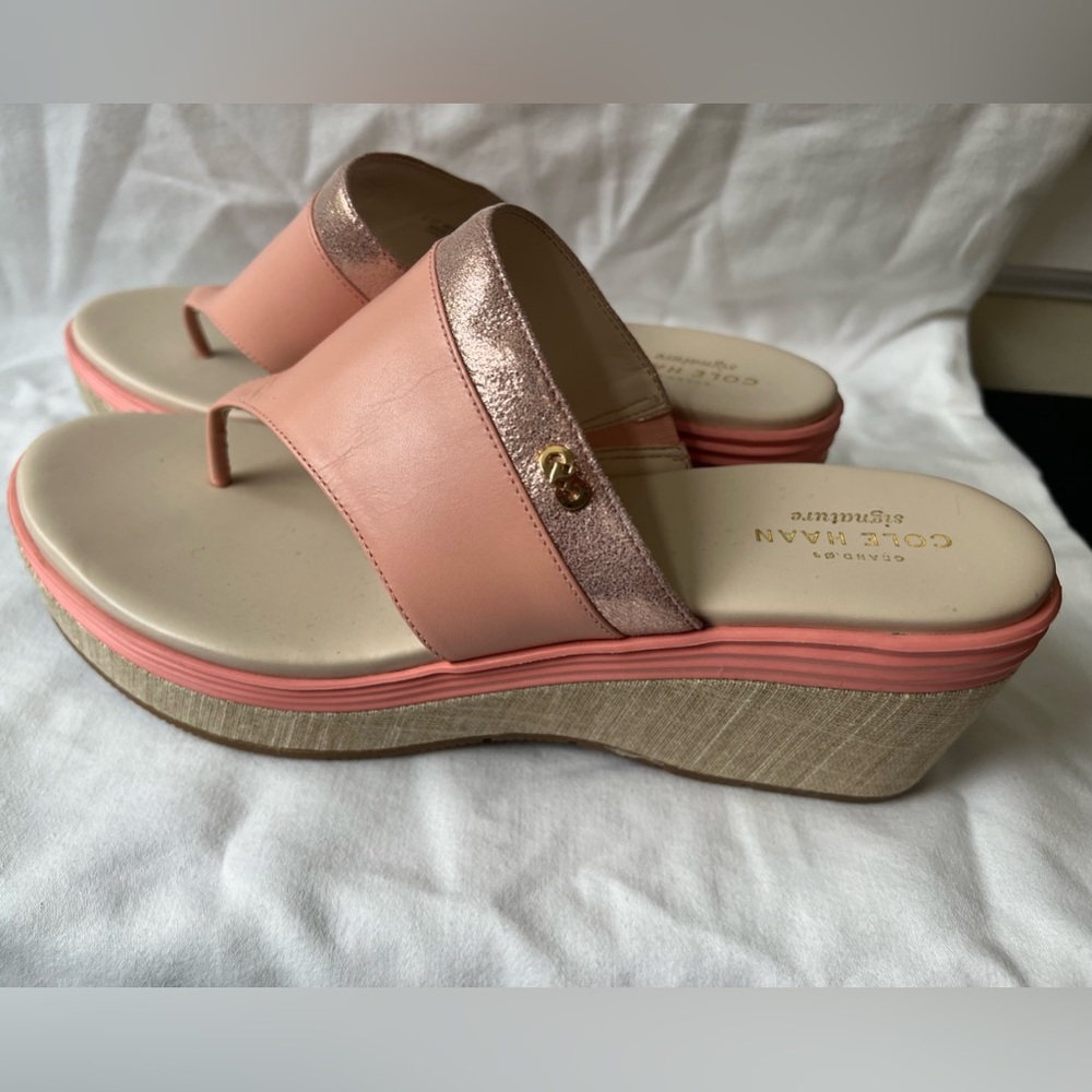 New coral wedge heel thong sandals Cole Haan